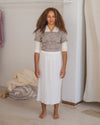 BASERANGE Elastic waist skirt Comfortable French BAS-SKFO-LC-SU25-UNDYED